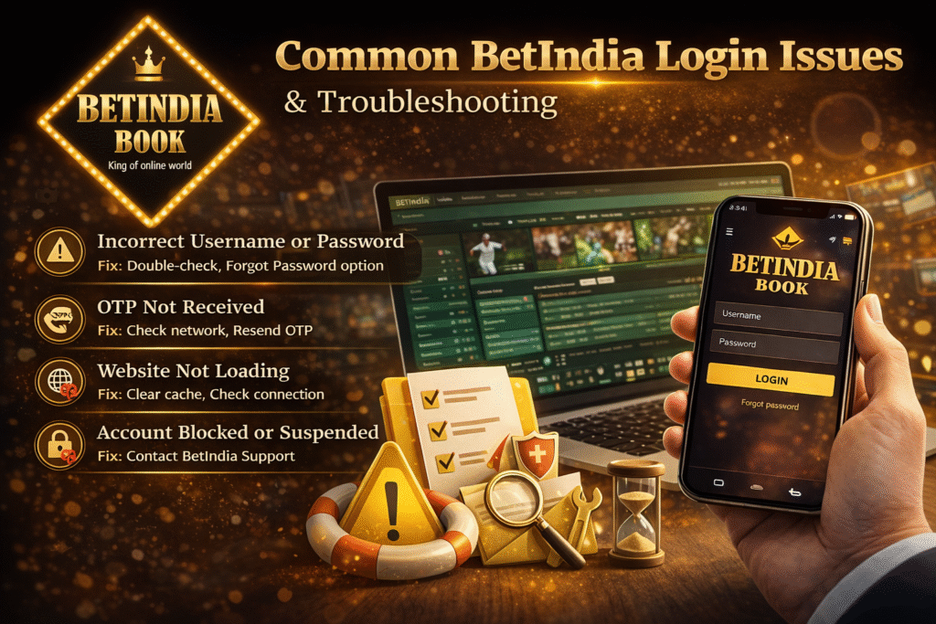 Common BetIndia login issues and troubleshooting guide 2026 including OTP error, password issue and account blocked solution