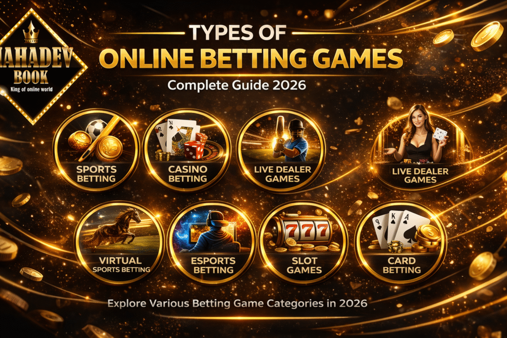 Types of online betting games Mahadev Book 2026 sports casino slots live dealer