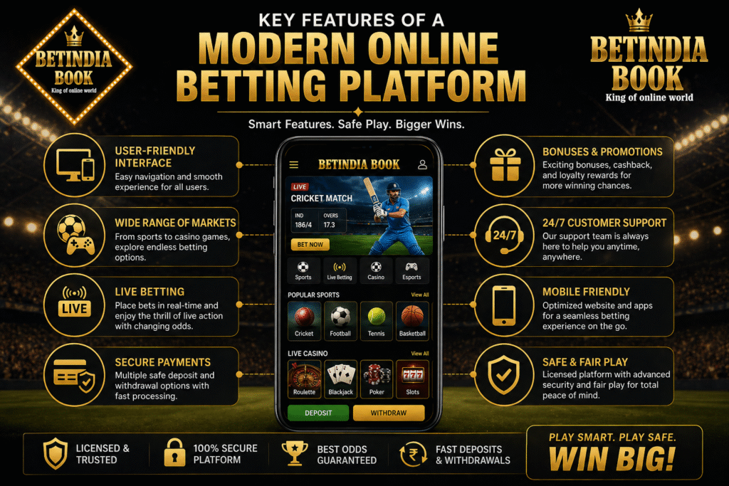 Key features of modern online betting platform BetIndia Book with live betting and secure payments