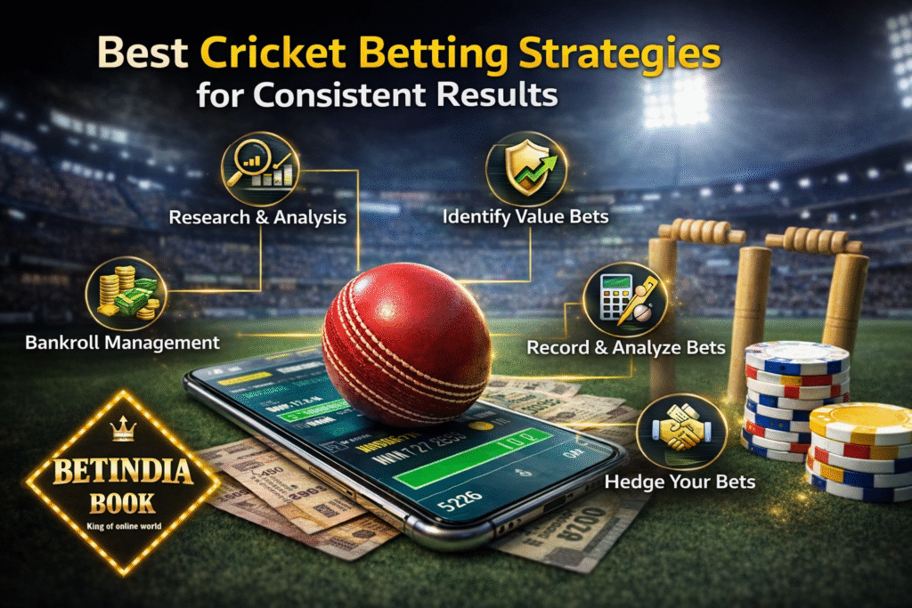 Best cricket betting strategies with bankroll management, value betting, and live betting illustration